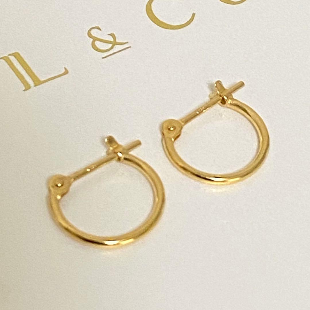 L&Co. エルアンドコー K18 フープ ピアス　1mm幅×10mm