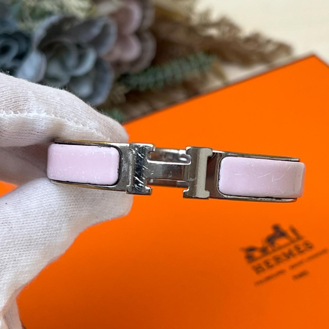 HERMES エルメス クリックH ピンク シルバー PM バングル