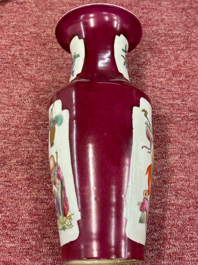 田中 野夫樣专用 色絵人物花瓶 大清雍正年製 清時代 中國古美術 高 43cm
