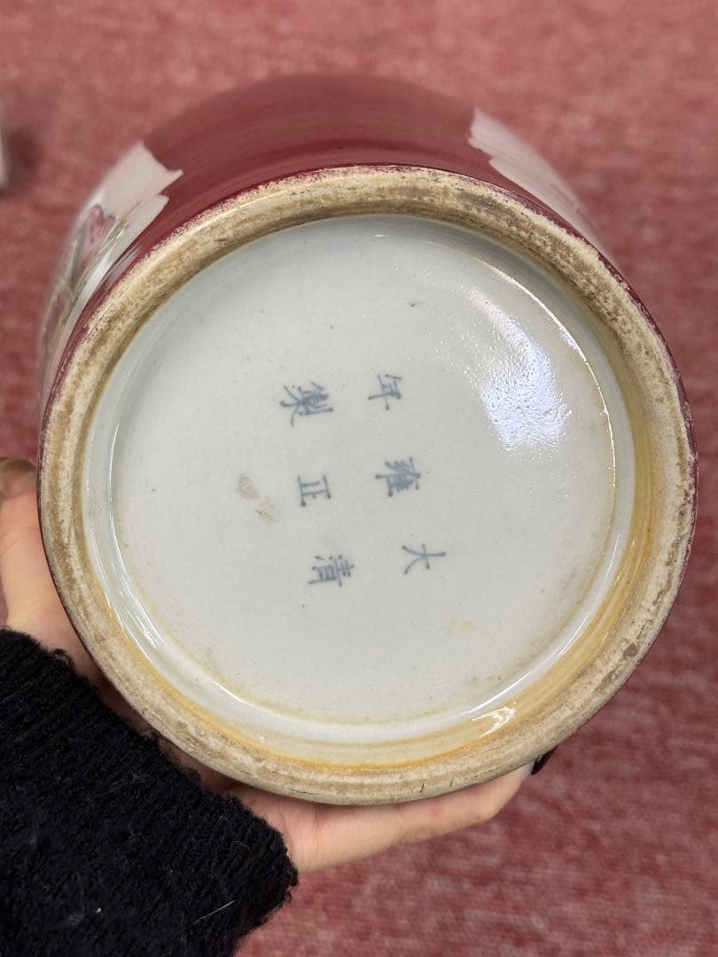 田中 野夫樣专用 色絵人物花瓶 大清雍正年製 清時代 中國古美術 高 43cm