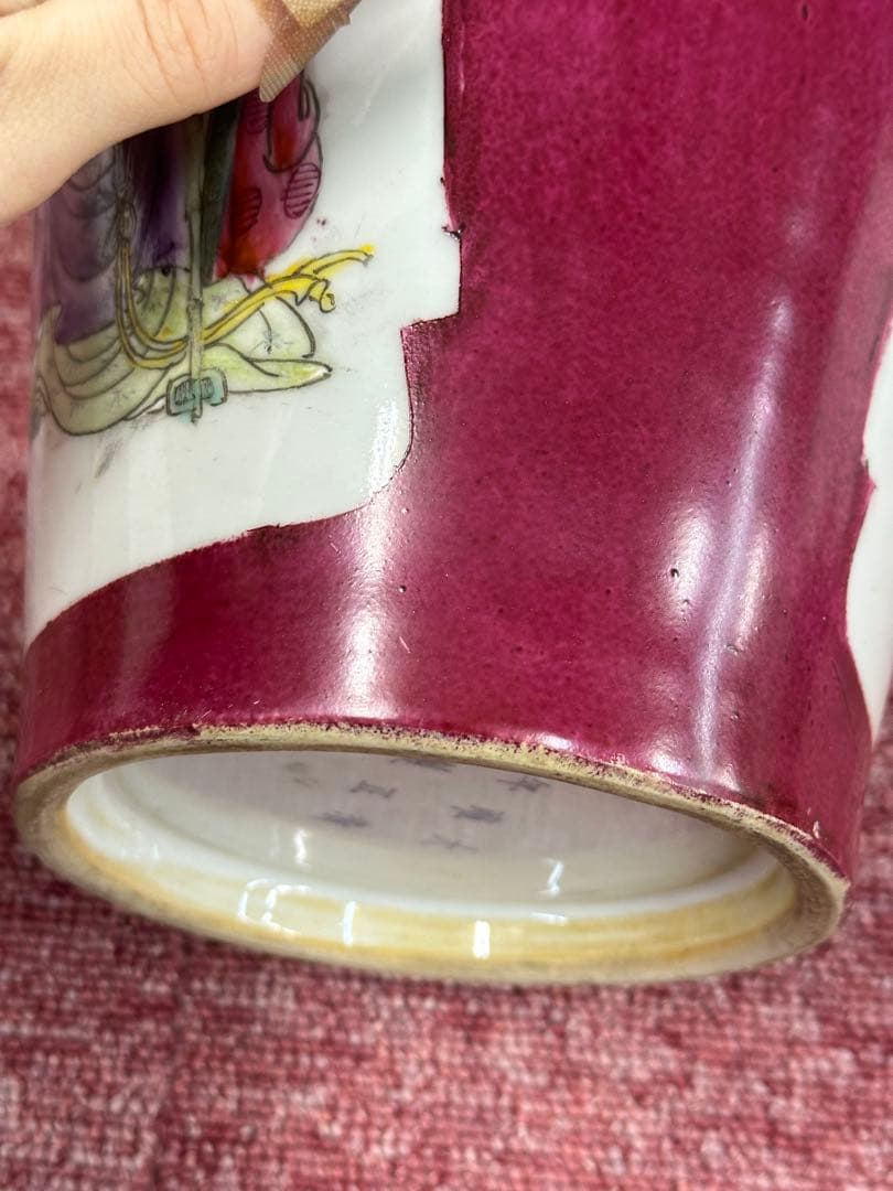 田中 野夫樣专用 色絵人物花瓶 大清雍正年製 清時代 中國古美術 高 43cm