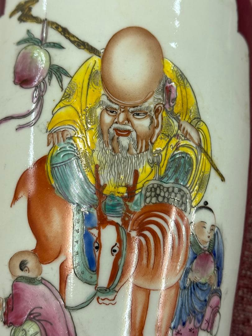 田中 野夫樣专用 色絵人物花瓶 大清雍正年製 清時代 中國古美術 高 43cm