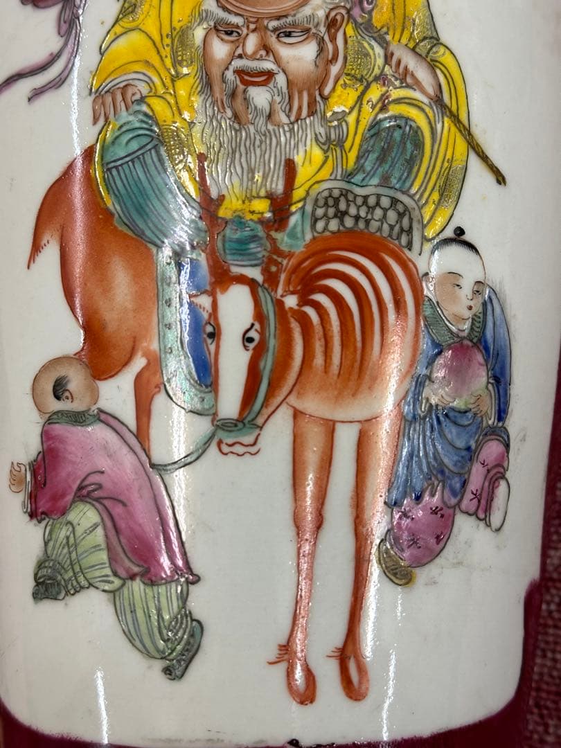 田中 野夫樣专用 色絵人物花瓶 大清雍正年製 清時代 中國古美術 高 43cm