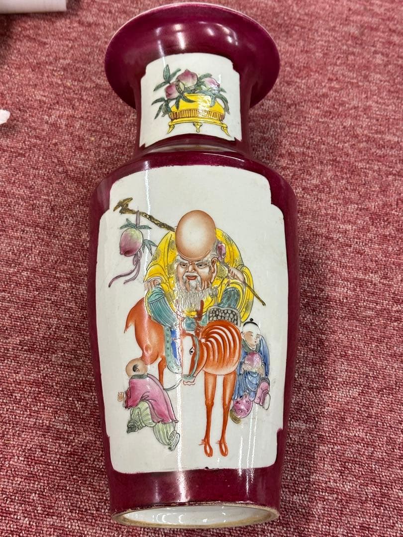 田中 野夫樣专用 色絵人物花瓶 大清雍正年製 清時代 中國古美術 高 43cm