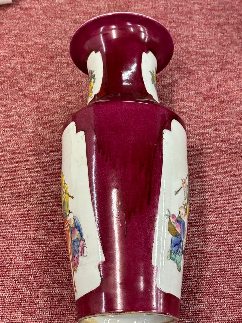 田中 野夫樣专用 色絵人物花瓶 大清雍正年製 清時代 中國古美術 高 43cm