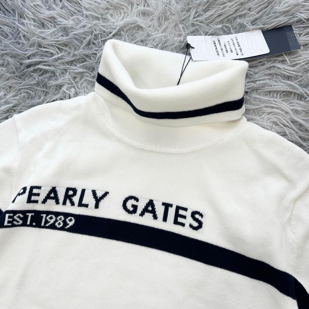 ぽよ　新品　パーリーゲイツ　ニット　セーター　タートルネック　ホワイト