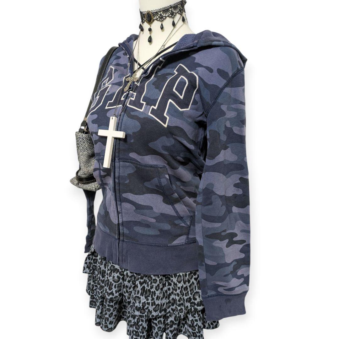 ギャップ　GAP 迷彩　ビッグロゴ　パーカー y2k 平成