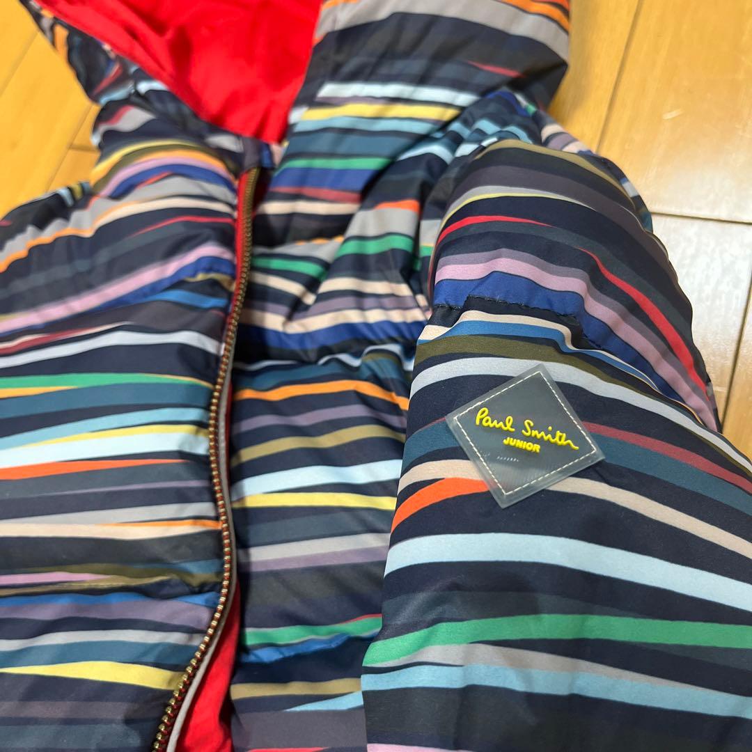 【リバーシブル】【美品】ポールスミスジュニア　ダウンジャケット ボーダー×レッド