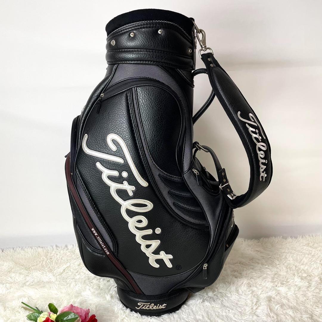 限定モデル✨タイトリスト キャディバッグ 黒ブラック レザー カート型 大型