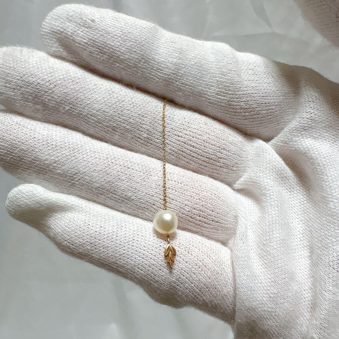 【レア】agete アガット ピアス パール リーフ k10 ゴールド 箱付き