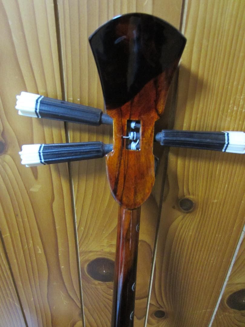 三線工房ひかり沖縄三線 蛇皮強化二重張り ハードケース付き 中古整備品 9