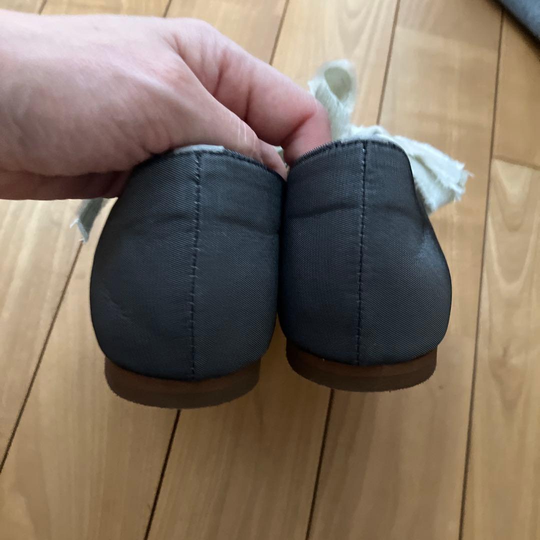 【新品】GRISE サテンリボンバレリーナ 23.5 グレー