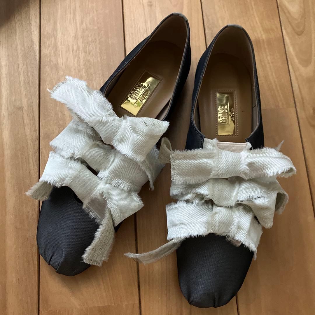 【新品】GRISE サテンリボンバレリーナ 23.5 グレー