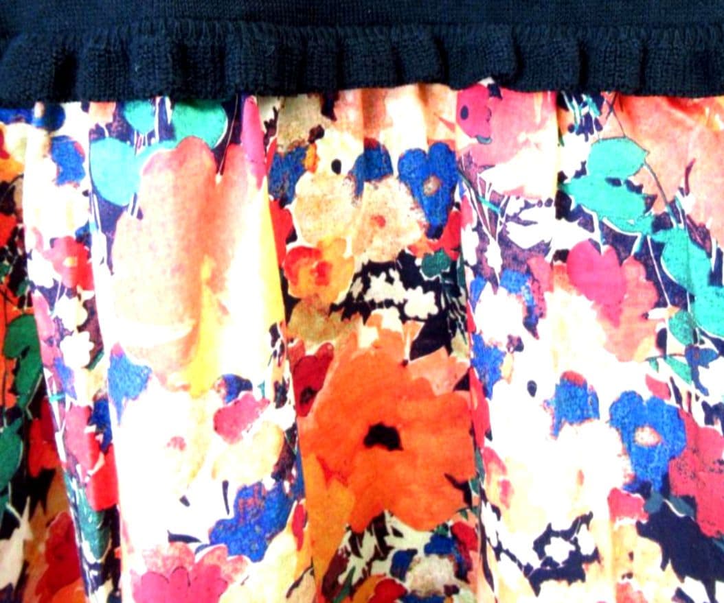 美品★ファミリア★切り替えワンピース　リバティ　肩リボン　ワッフル袖　160