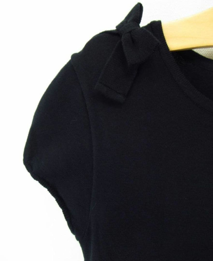 美品★ファミリア★切り替えワンピース　リバティ　肩リボン　ワッフル袖　160