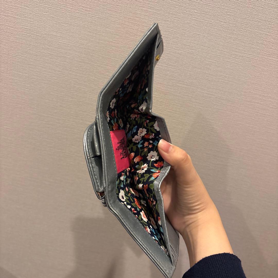 tamao world 折り財布 猫 ネコ ねこ ミニ財布 シルバー