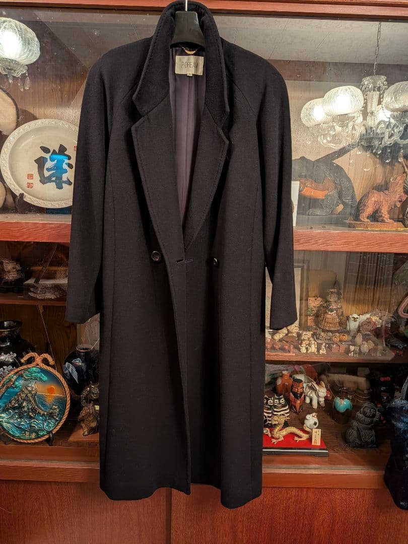 漆黒の華　最高級ピュアカシミアチェスターコート他2点　ブラック　百貨店購入