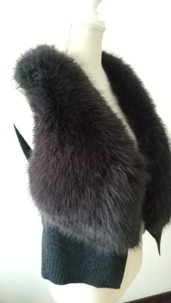 ☆Maglia Plus　ファー付き ウールベスト ダークグレー
