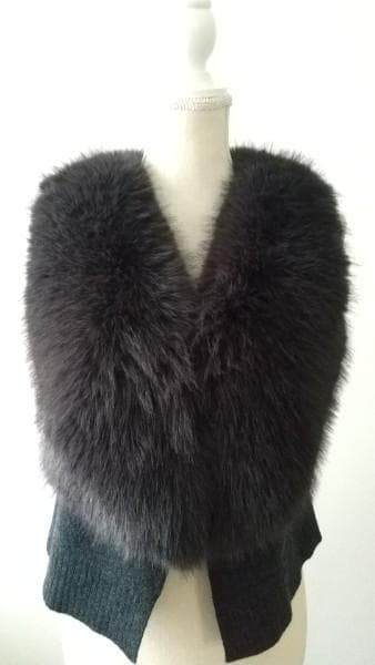 ☆Maglia Plus　ファー付き ウールベスト ダークグレー