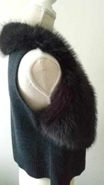 ☆Maglia Plus　ファー付き ウールベスト ダークグレー