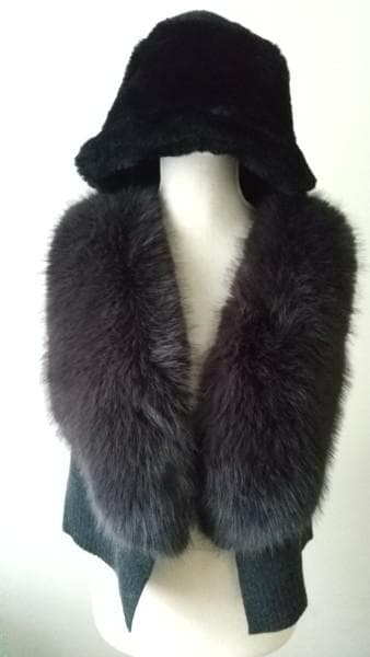 ☆Maglia Plus　ファー付き ウールベスト ダークグレー