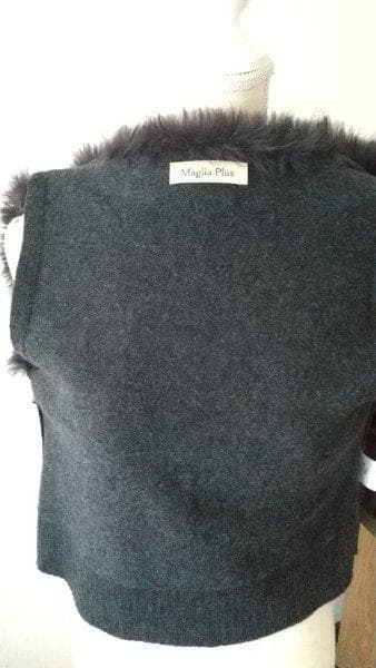 ☆Maglia Plus　ファー付き ウールベスト ダークグレー
