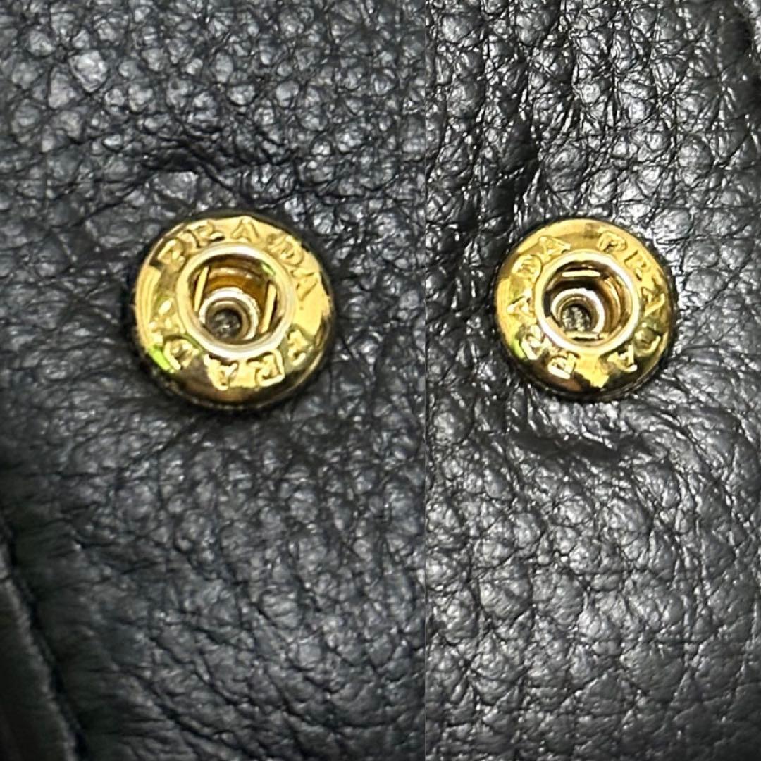 PRADA プラダ　長財布　ゴールドロゴ　シボ革　ブラック