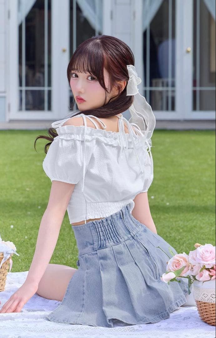 新品タグ付♡ミシェルマカロン完売美脚デニムスカパン ♡フリー