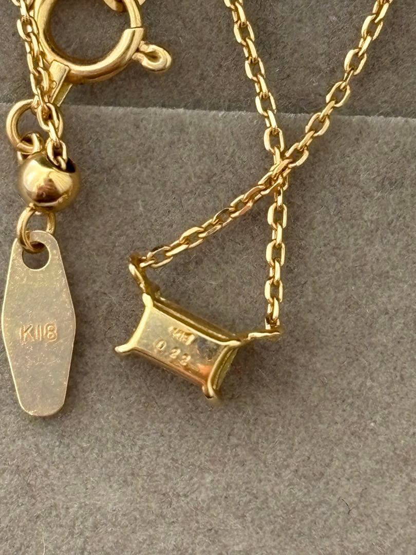 ★ 新品未使用　ジュエリーツツミ　ダイヤモンド　一粒　スクエアネックレス　K18