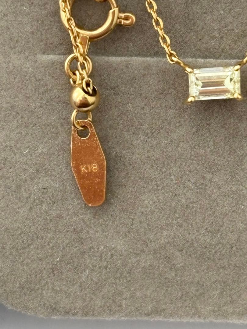 ★ 新品未使用　ジュエリーツツミ　ダイヤモンド　一粒　スクエアネックレス　K18