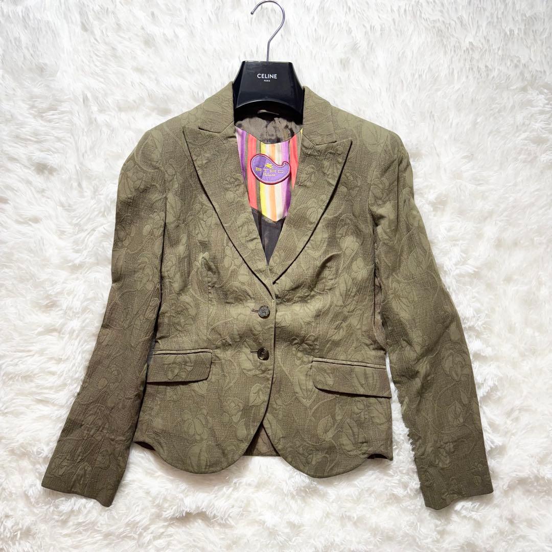 チェコETRO エトロ ペイズリー シルク混 テーラード ジャケット 花柄