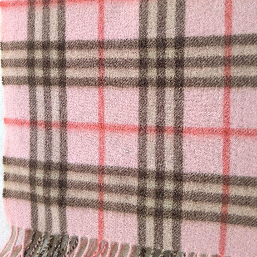 バーバリー　カシミヤ100%　マフラー ベビーピンク&ベージュ系　　即日発送