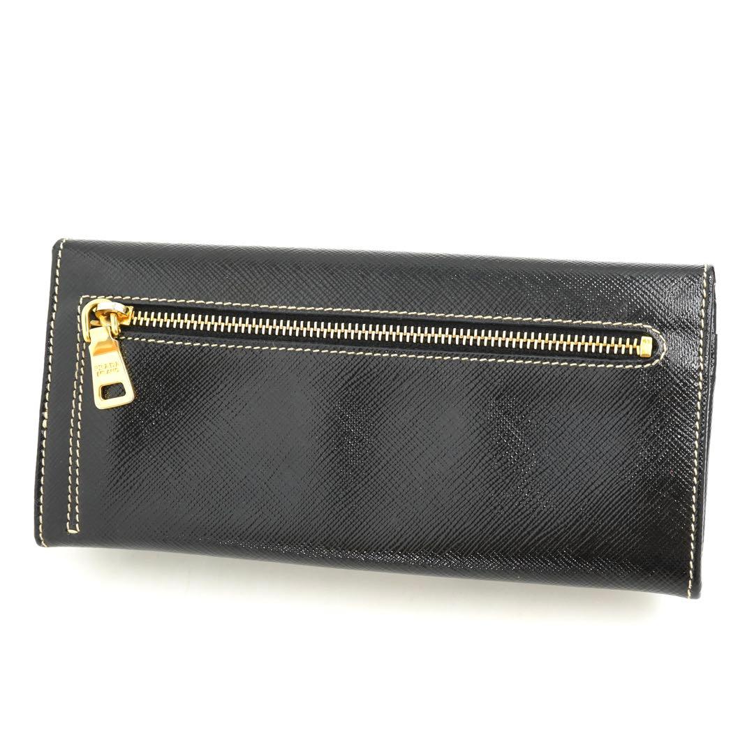 ✨新品未使用✨　PRADA 長財布　三角プレート　エナメル　サフィアーノ