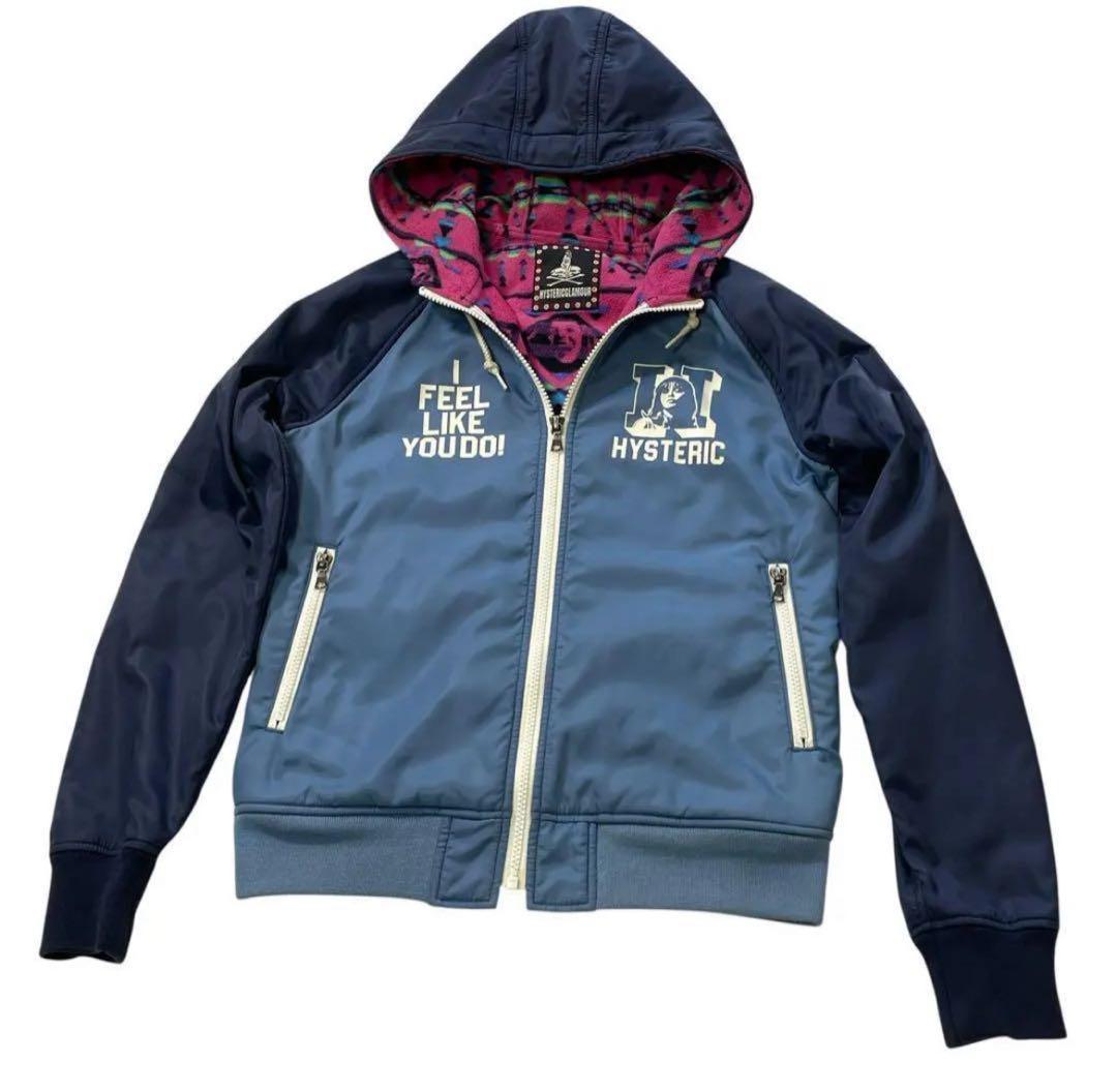 【希少】ヒステリックグラマー　ナイロン　マイクロフリース　フーデットブルゾン