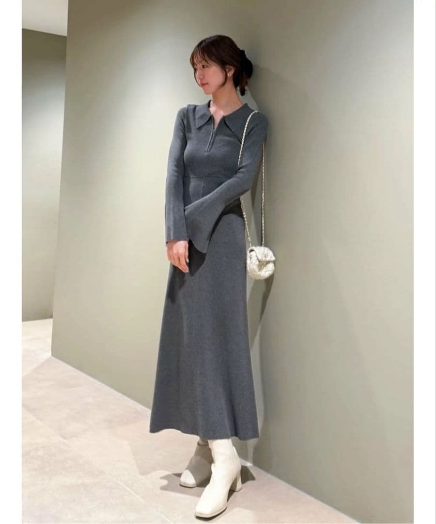 【新品タグ付】Sustainableスキッパーニットワンピース