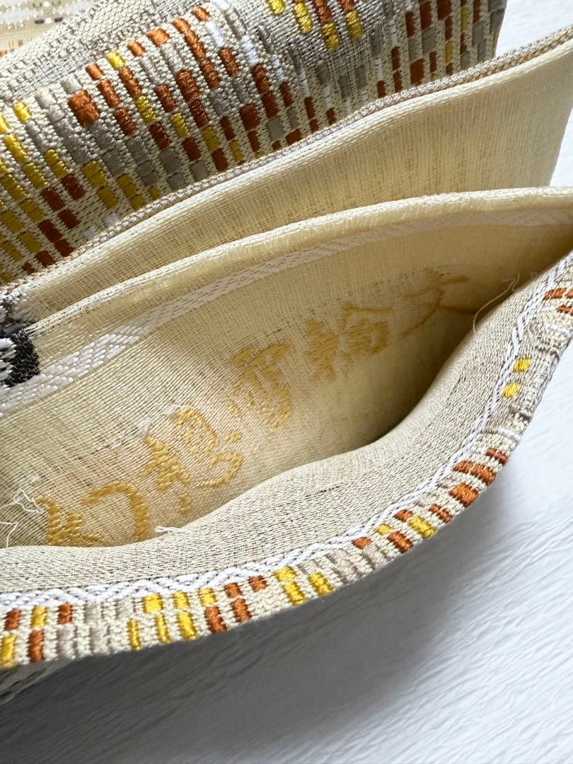 m-22 本場琉球 島花織 幻想雪輪文 袋帯 正絹 2通り 両面 未使用