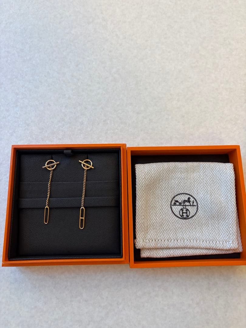 HERMS エルメス ピアス シェーヌダンクル ドロップチェーン 美品 正規品