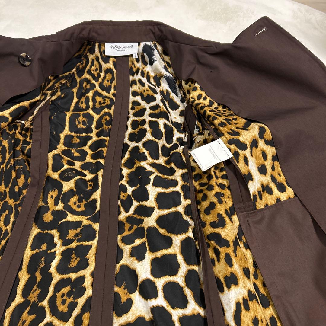 イヴサンローラン　リブゴーシュ トレンチコートレオパード　ブラウン　36