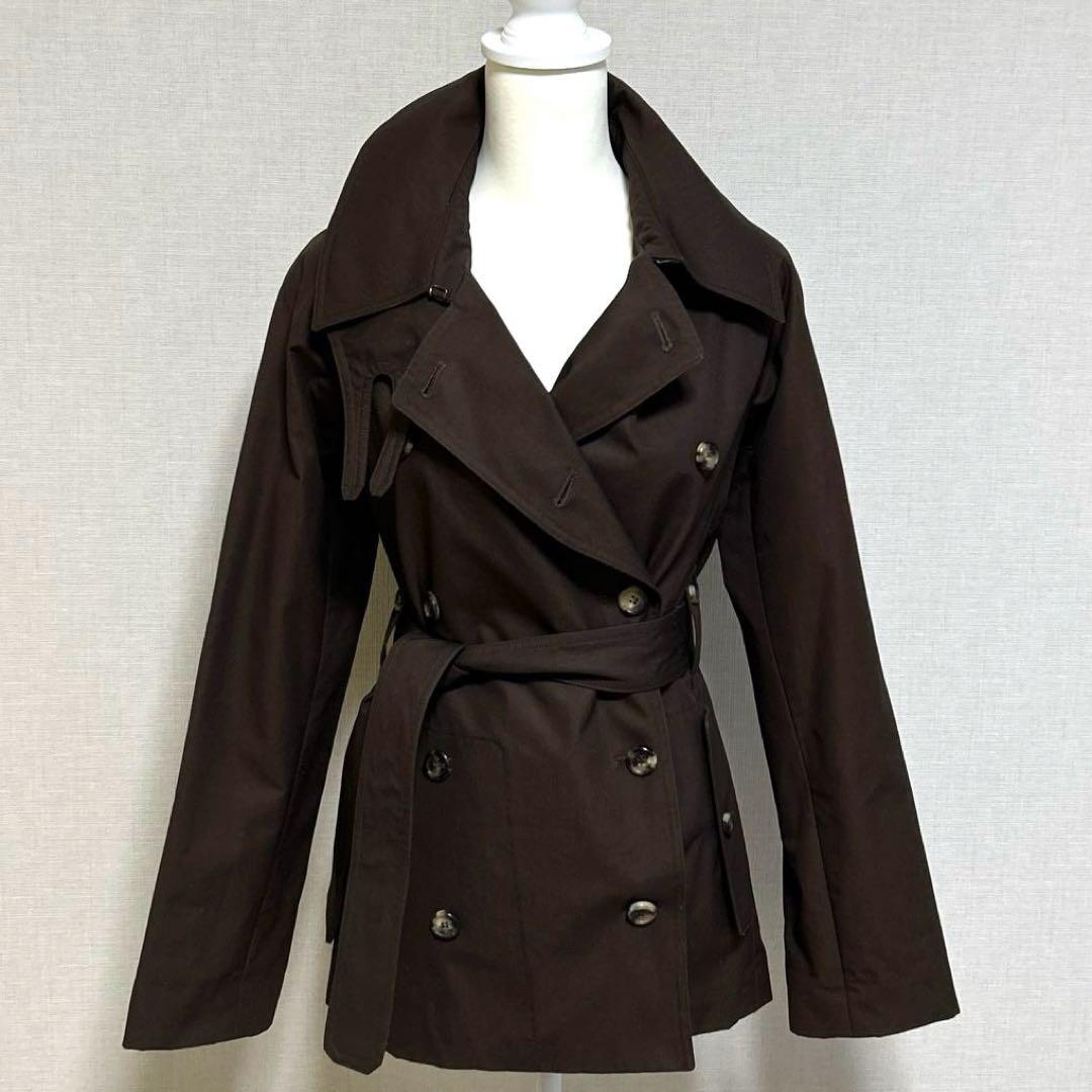 イヴサンローラン　リブゴーシュ トレンチコートレオパード　ブラウン　36