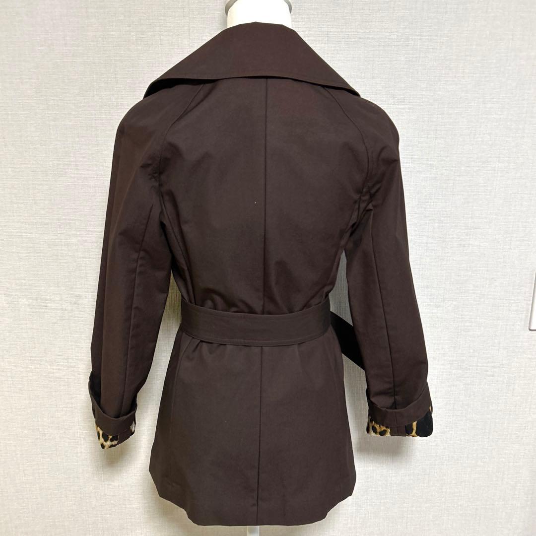 イヴサンローラン　リブゴーシュ トレンチコートレオパード　ブラウン　36