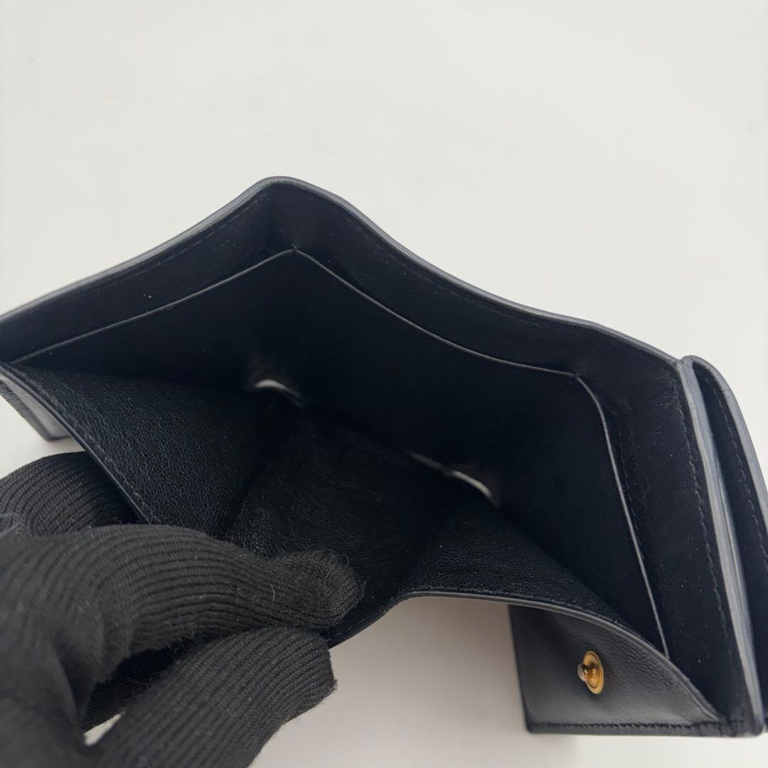 サンローラン　三つ折り　カサンドラ　ブラック　レザー　YSL ゴールド金具