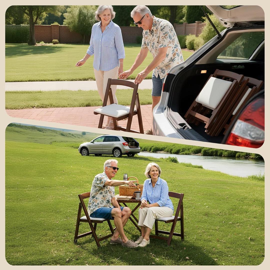 折りたたみ椅子 木制レザーシート フットレスト付き 防水キャンプチェア