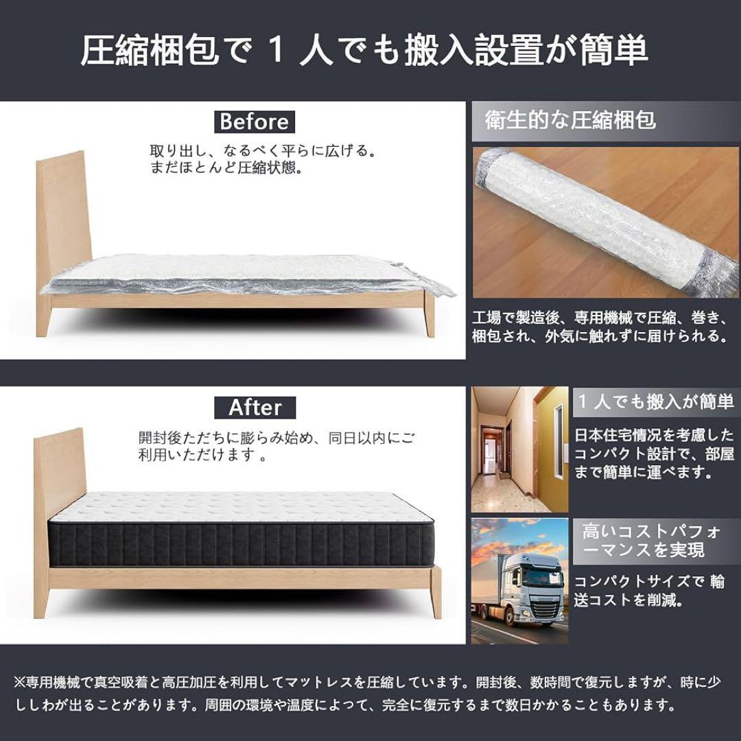 マットレス シングル 528 個高密度ポケットコイル 体圧分散 20cm