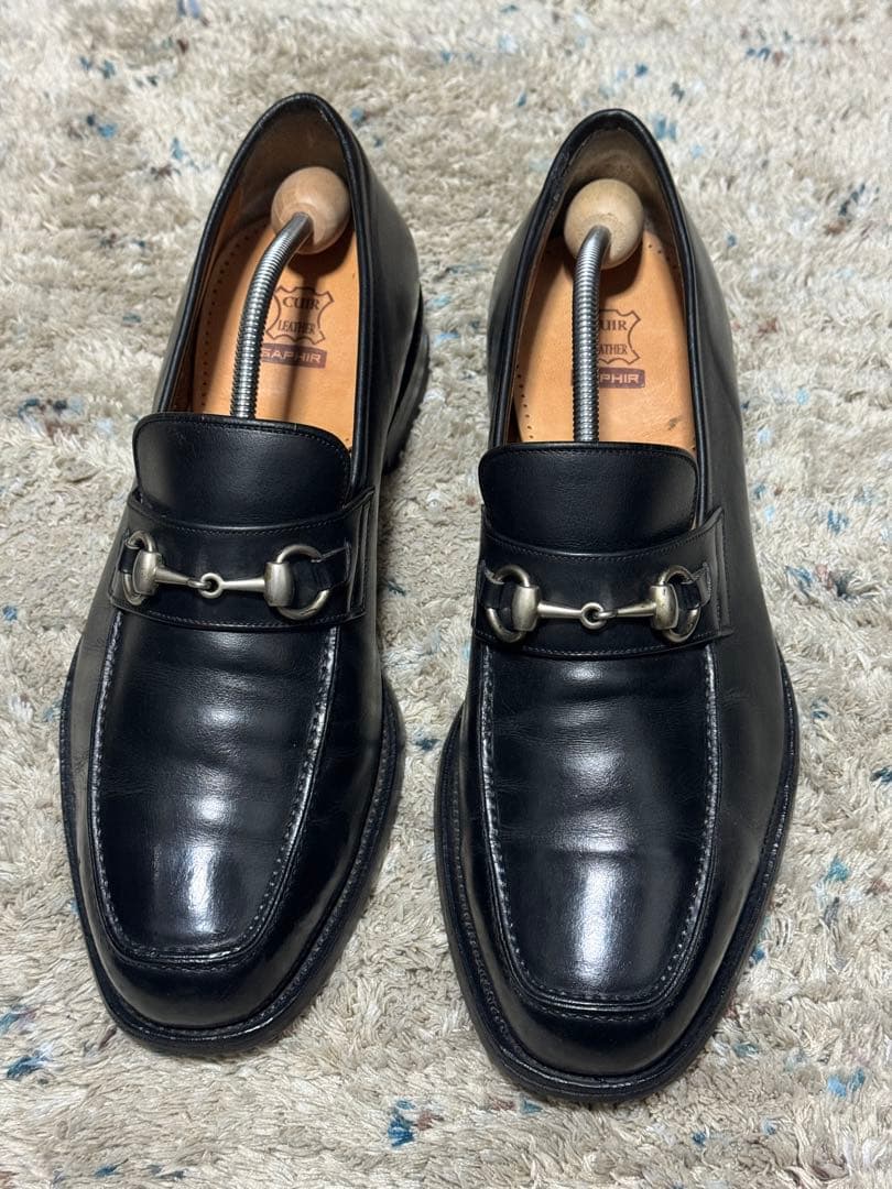 スコッチグレイン　黒レザー ローファー シューツリー付き