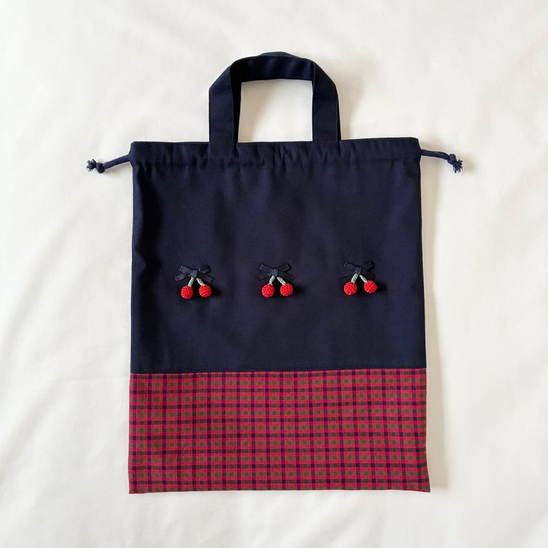 ねこまま　ファミリア風　レッスンバッグ　上履き入れ　体操着入れ　【1/3】