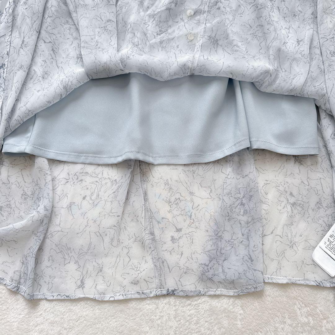 未使用タグ付きフレイアイディー ラインアートシフォンワンピース ブルー 近年