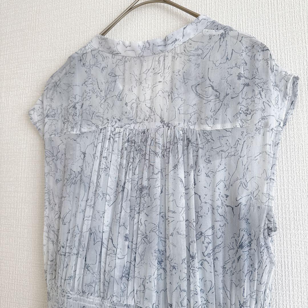 未使用タグ付きフレイアイディー ラインアートシフォンワンピース ブルー 近年