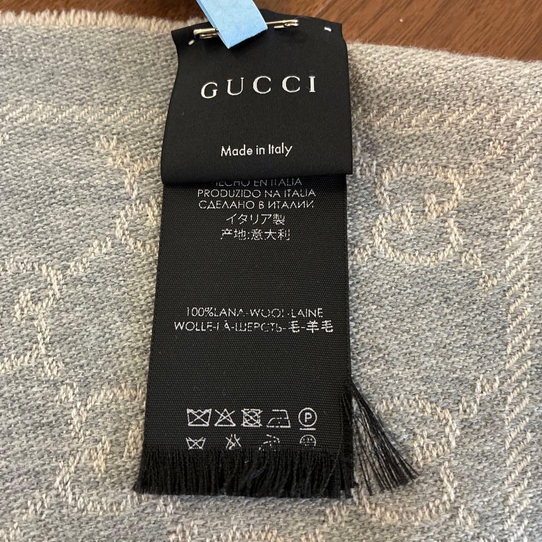 GUCCI GGパターン グレー マフラー　証明カード付き
