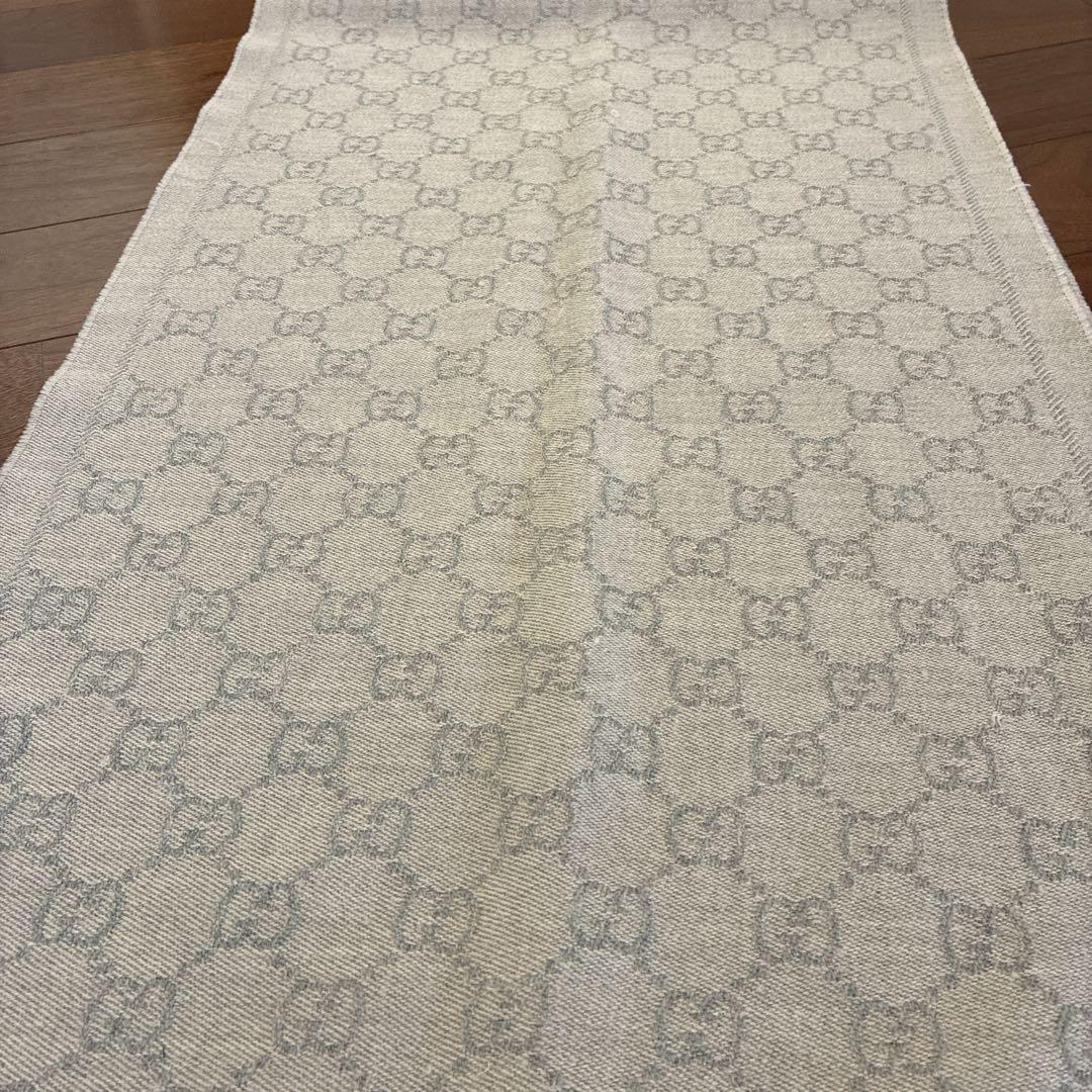 GUCCI GGパターン グレー マフラー　証明カード付き