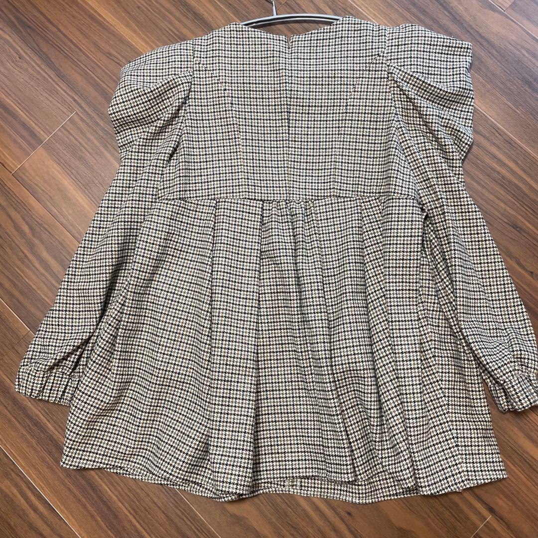 SEVEN TEN チェック柄ボリュームスリーブチュニック